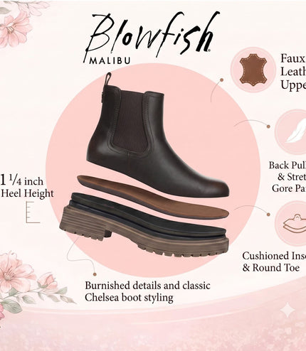 Blowfish Malibu Women's Brown Faux Leather Chelsea Boots - Alfie