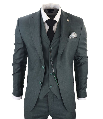 Men's Classic 3-Piece Plain Green Suit