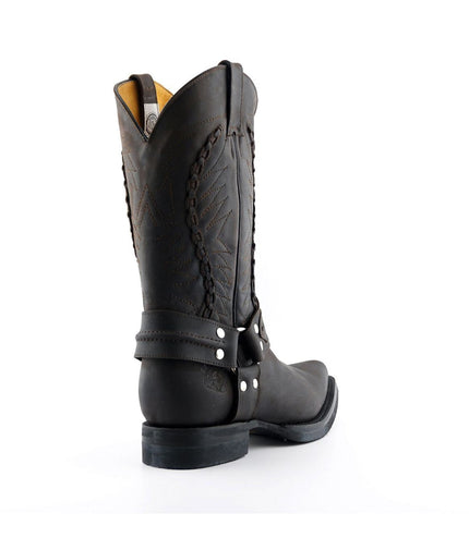 Grinders Mens Brown Leather Cowboy Boot - Galveston