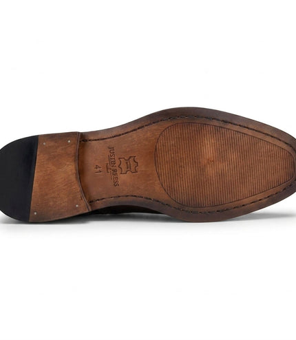 Justin Reess Men's Brown Leather Tweed Brogue Shoes - Arlo