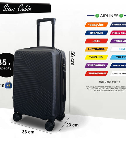 Junee Cabin Hard Shell Suitcase in Black