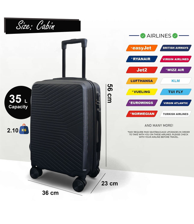 Junee Cabin Hard Shell Suitcase in Black