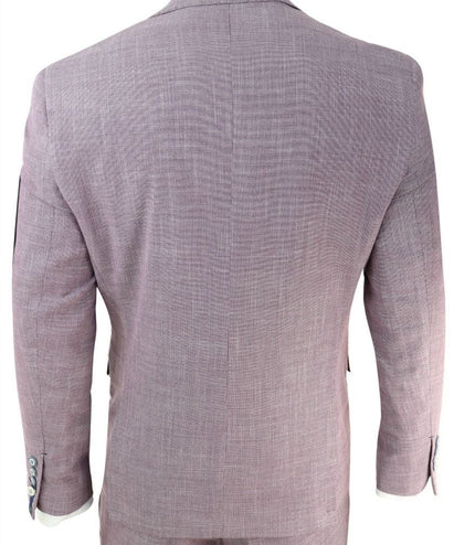 Mens 3 Piece Blush Pink Linen Summer Spring Classic Suit