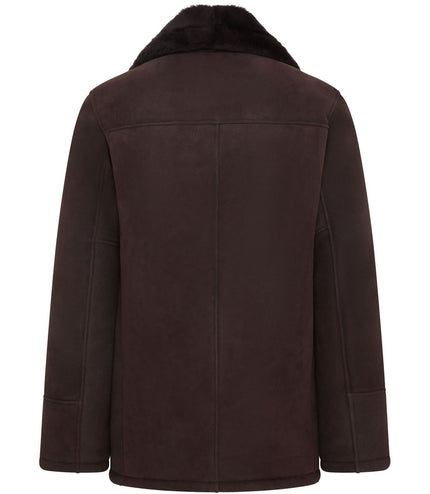 Men's Classic Brown Real Sheepskin Shearling Suede Leather Coat Jacket