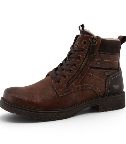 Mustang Men's Brown Faux Leather Winter Lace-Up Ankle Boots - M0081002