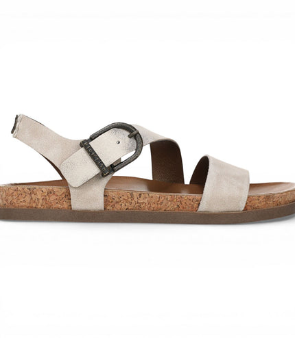 Blowfish Malibu Women's Cloud Silver Footbed Strappy Flat Sandals - Lance