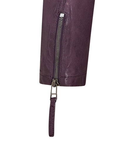 Womens Hooded Classic Biker Jacket - Brazzaville - Purple