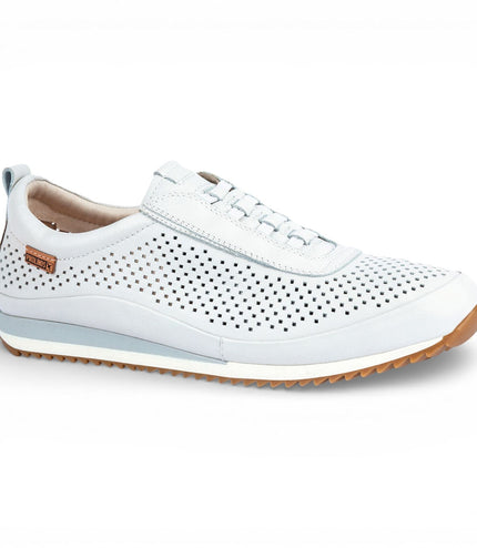 Pikolinos Men's White Leather Elastic Slip-on Sneaker Trainers Shoes - Liverpool