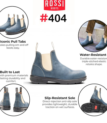 Rossi 404 Storm Blue Leather Outdoor Chelsea Boots - Spinifex