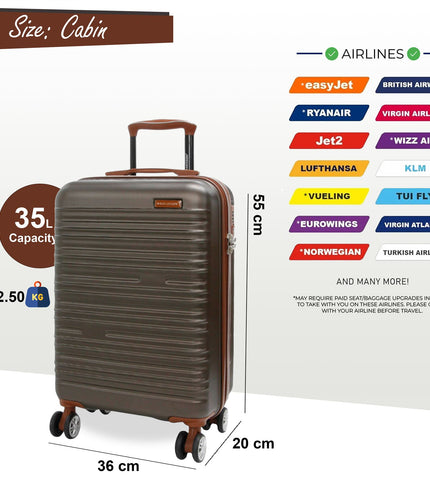 Armidale Cabin Hard Shell Suitcase in Coffee
