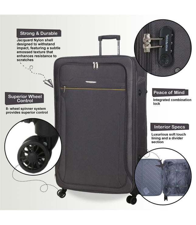 Cinderford Set of 4 Soft Shell Suitcase in Grey