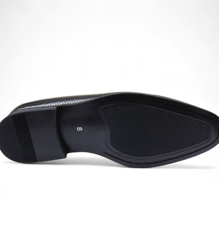 Men's Black Formal Tassel Loafers Slip-On Leather Shoes