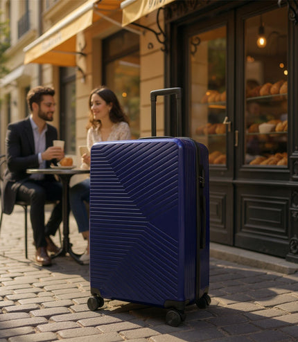 Junee Large Hard Shell Suitcase in Navy Blue