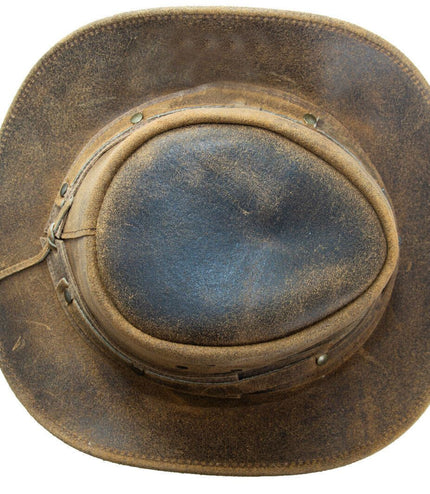 Cowboy Aussie Real Leather Hat Australian Tan Brown Western Outback Bush Hat