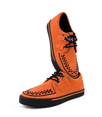 TUK Pointed Creeper Sneaker Orange Cow Suede Platform Shoes - A9182