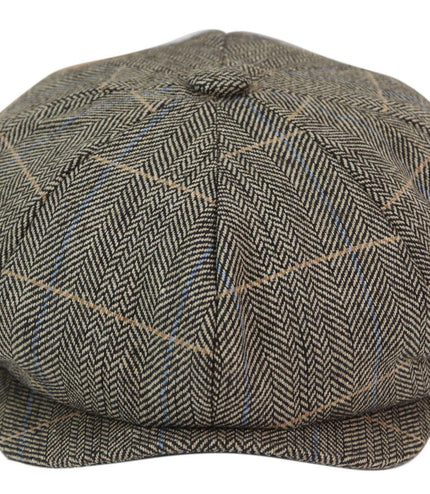 Mens Peaky Blinders Herringbone Newsboy Gatsby Flat Baker Hat