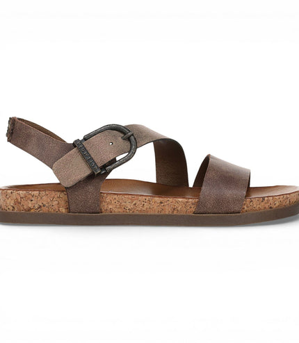 Blowfish Malibu Women's Brown Silver Footbed Strappy Flat Sandals - Lance