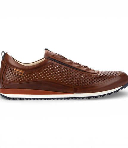 Pikolinos Men's Brown Leather Elastic Slip-on Sneaker Trainers Shoes - Liverpool