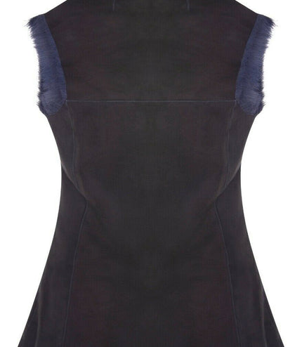 Women's Toscana Sheepskin Long Gilet-Sorocaba - Navy