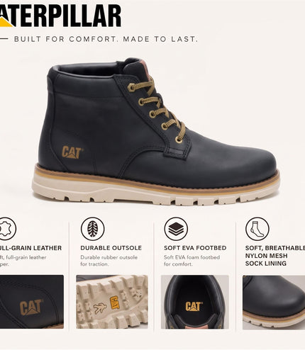 Caterpillar (CAT) Men's Water-Resistant Black Leather Ankle Boots - Estimate Chukka