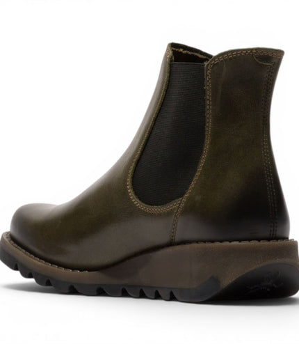 Fly London Womens Diesel Green Chelsea Leather Ankle Boots - SALV195