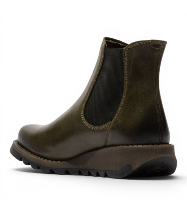 Fly London Womens Diesel Green Chelsea Leather Ankle Boots - SALV195