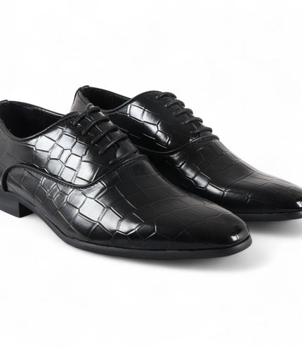 Men's Black Classic Lace-Up Oxford Derby Formal Shoes