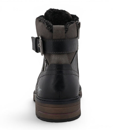 Mustang Men's Black Faux Leather Winter Lace-Up Ankle Boots - M0021001