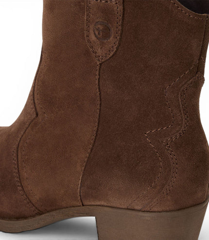 Tamaris Women’s Brown Suede Leather Cowboy Western Ankle Boots - 25702-41