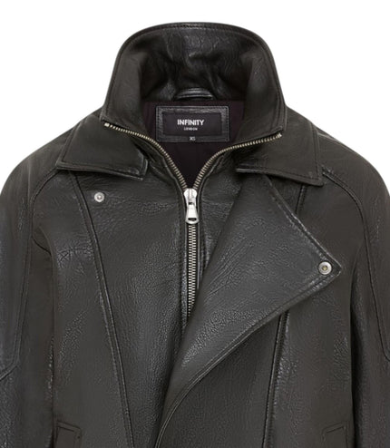 Mens Black Lamb Leather Biker Blouson Jacket - Big Bomber