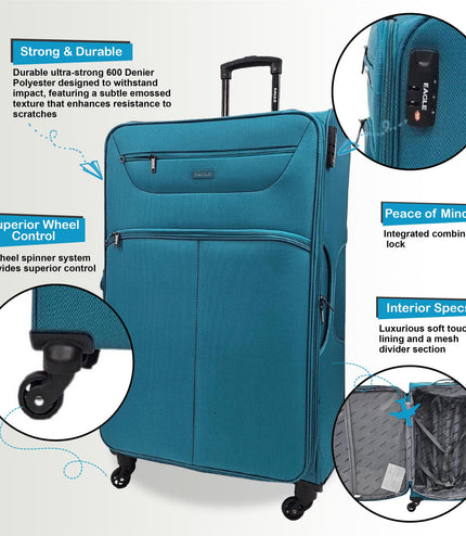 Ashford Large Soft Shell Suitcase in Teal