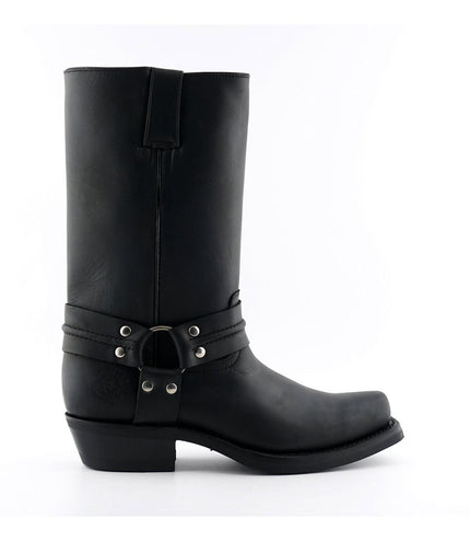 Grinders Unisex Black Western High Leather Boots - Renegade Hi