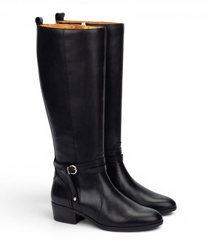 Pikolinos Women's Knee High Tall Black Leather Boots - Daroca