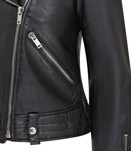 Womens Black Leather Brando Jacket - Chennai