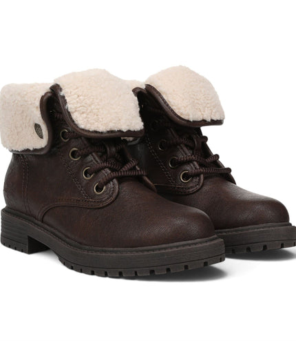 Blowfish Malibu Women's Brown Faux Leather Lace Up Winter Boots - Andy-Cozy
