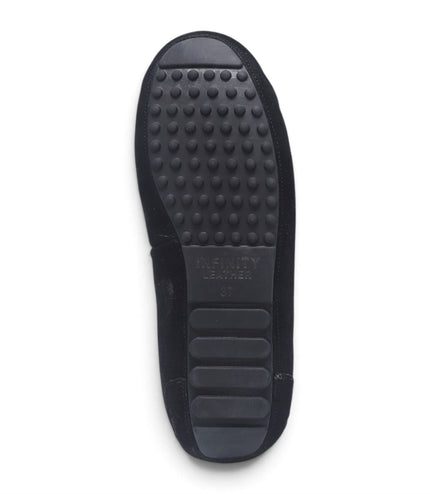 Women's Black Genuine Sheepskin Moccasin Winter Slippers - Aspen
