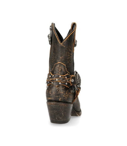 New Rock Brown Leather Pointed Cowboy Boots - WSTM005-S2