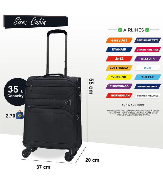 Corby Cabin Soft Shell Suitcase in Black