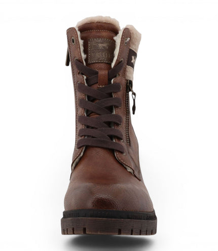 Mustang Women's Cognac Brown Winter Warm Heeled Lace-Up Boots - M0122001