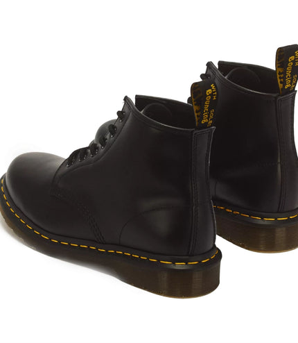 Dr Martens 101 Yellow Stitch Black Leather 6-Eye Ankle Boots - 26230001