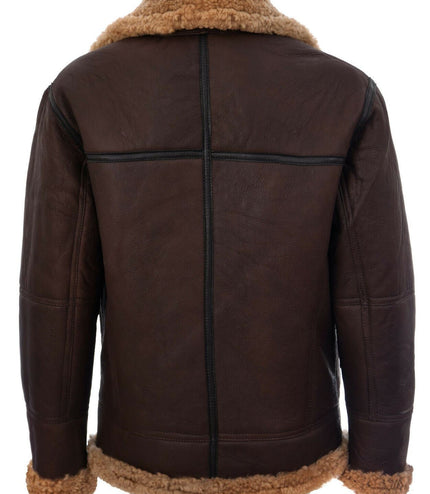Mens B3 Shearling Sheepskin Aviator Jacket-Gloucester - Brown