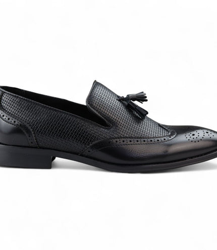 Men's Black Tassel Moccasin Loafers Smart Slip-On Dress Shoes