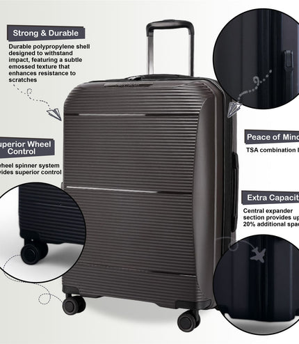 Abiko Set of 3 Hard Shell Suitcase in Grey