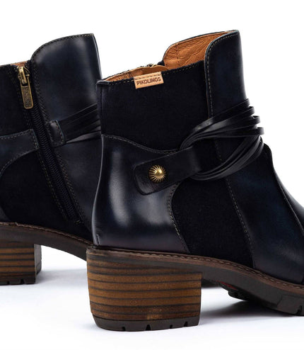 Pikolinos Women's Blue Leather Zipped Heel Ankle Boots - San Sebastia