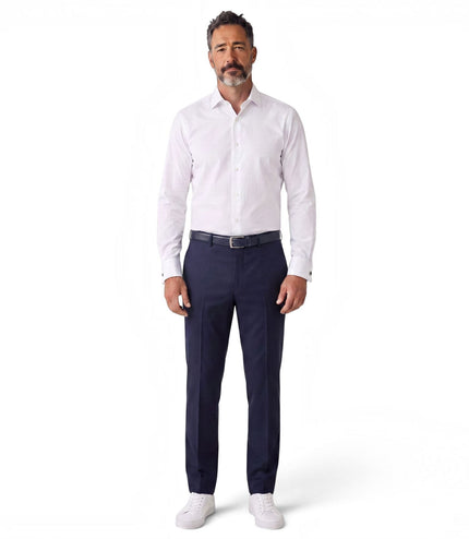 Men's White Slim Fit Long Sleeve Formal Plain Dress Shirt - JP