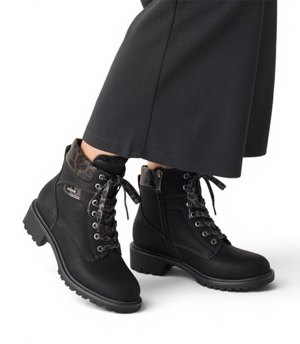 Tamaris Women’s Black Warm Lace-Up Winter Outdoor Ankle Boots - 26266-43