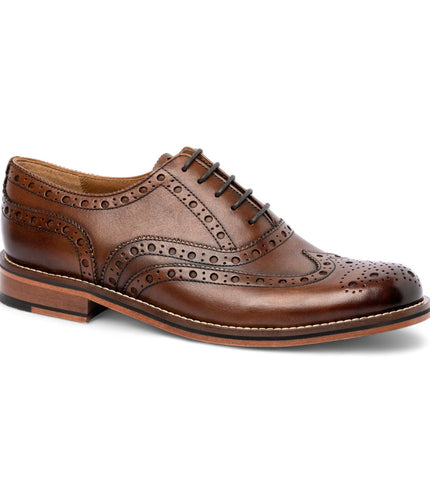 Chapman & Moore Men's Brown Leather Wingtip Brogue Oxford Office Shoes