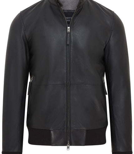 Men's Retro Black Casual Leather Varsity Bomber Jacket