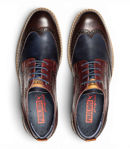 Pikolinos Men’s Brown Burgundy Leather Brogue Lace-Up Oxford Shoes - Avila