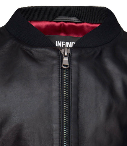 Kids Unisex Varsity Baseball Leather Bomber Black Jacket